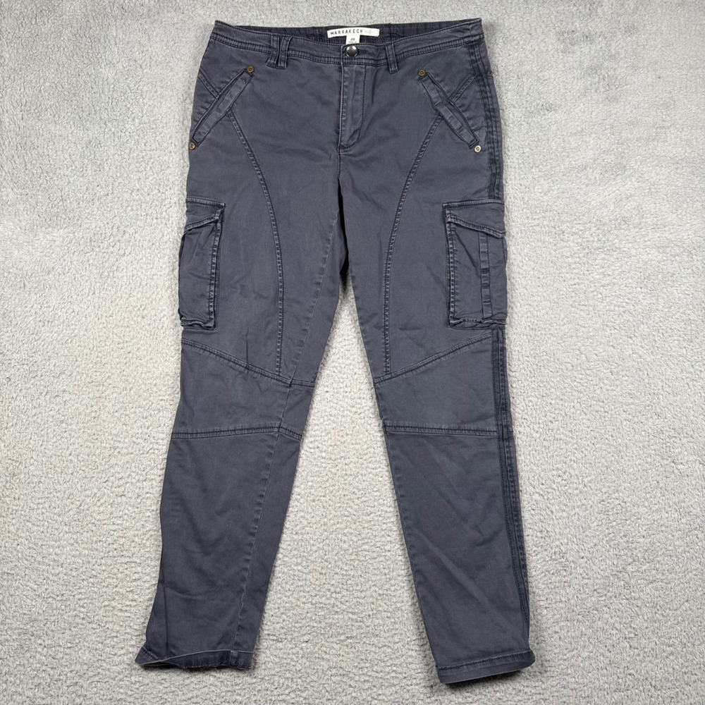 Marrakech Women Gray Slim Cargo Pants Moto Ankle Zip Utility Chino Sz 29 (32x28)